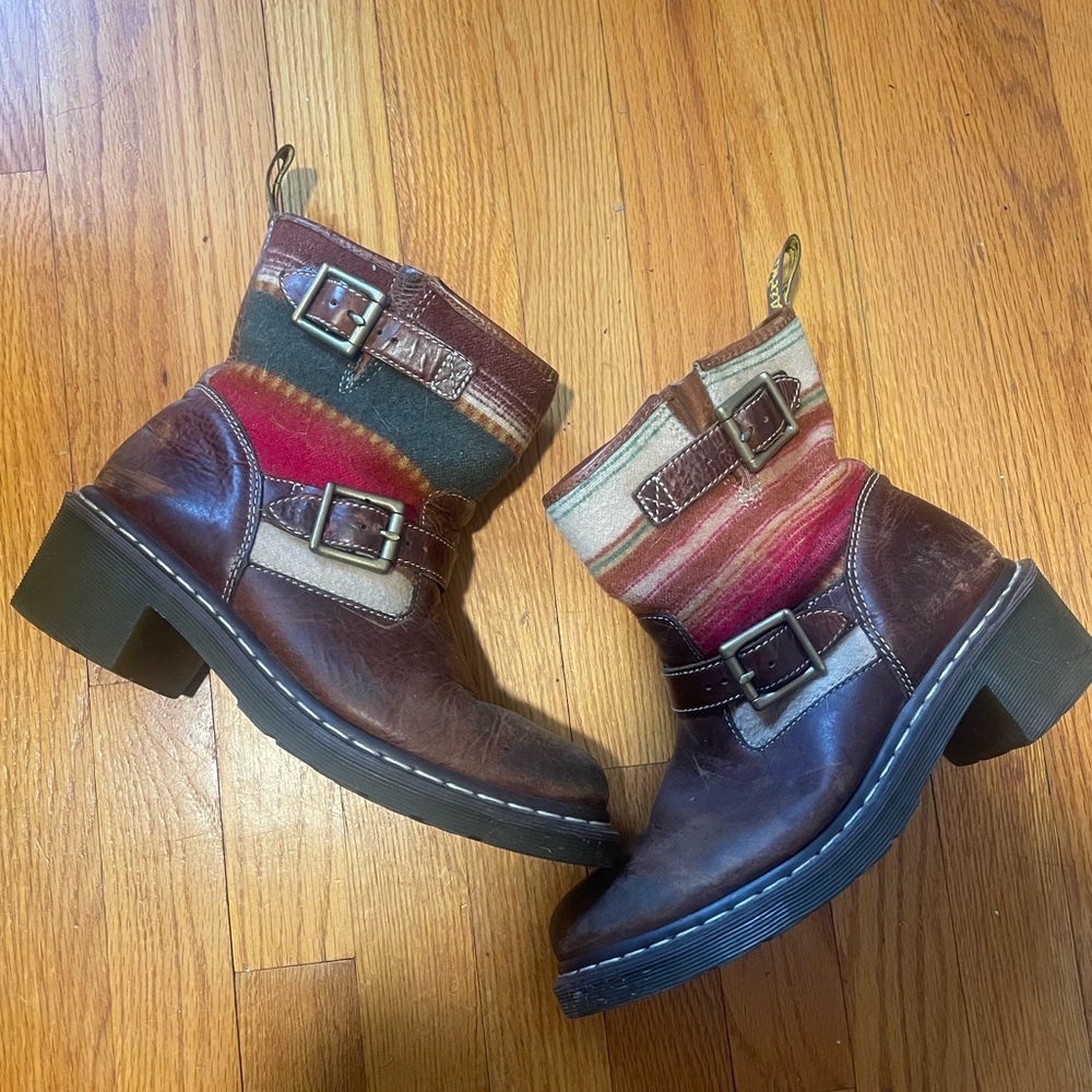 Dr. Martens X Pendleton Brown Southwestern Biker Heeled Boot M9 W 10 UK8